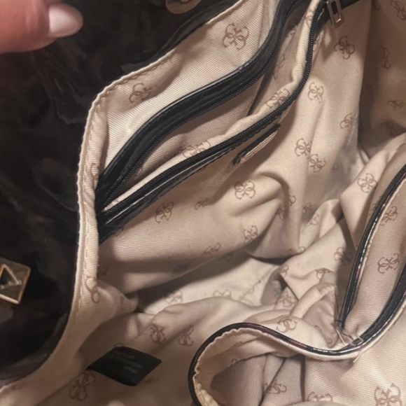 GUESS Animal Print Tote and Wallet - Purple and Black - Picture 2 of 3